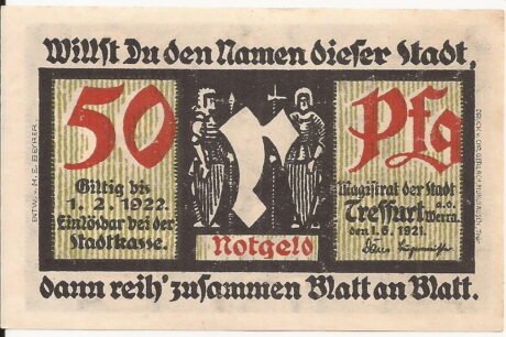 Аверс банкноты 50 fenigów (Niemcy) 1921