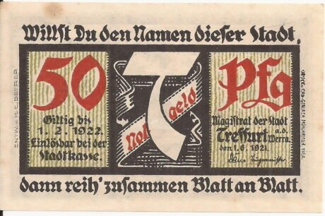 Аверс банкноты 50 fenigów (Niemcy) 1921