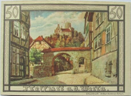 Реверс банкноты Seria pejzaży miejskich za 50 fenigów (Niemcy) 1921