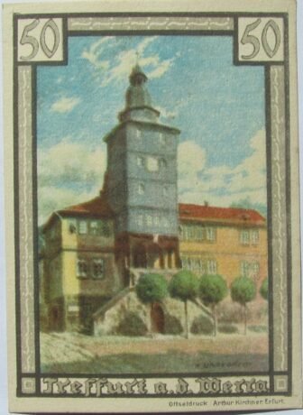 Реверс банкноты Seria pejzaży miejskich za 50 fenigów (Niemcy) 1921