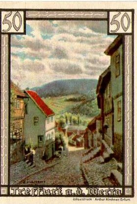 Реверс банкноты Seria pejzaży miejskich za 50 fenigów (Niemcy) 1921