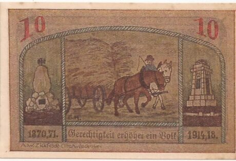 Реверс банкноты 10 fenigów (Niemcy)