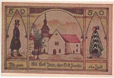 Реверс банкноты 50 fenigów (Niemcy)