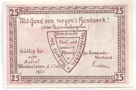 Аверс банкноты 25 fenigów (Niemcy)