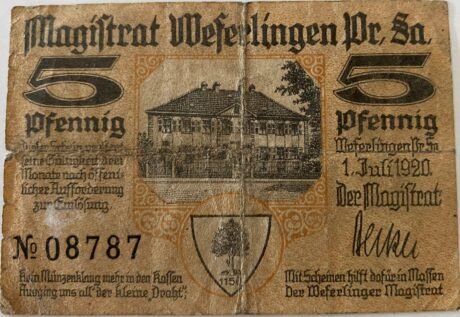 Аверс банкноты 5 fenigów (Niemcy) 1920