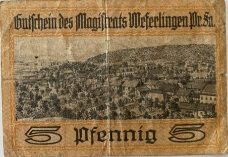 Реверс банкноты 5 fenigów (Niemcy) 1920