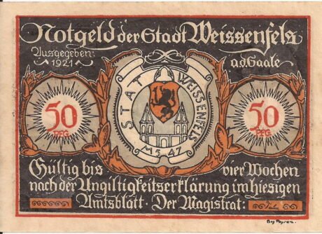 Аверс банкноты 50 fenigów (Niemcy) 1921