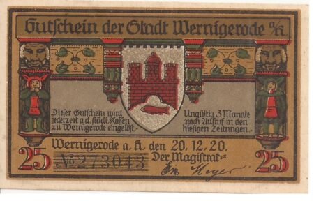 Аверс банкноты 25 fenigów (Niemcy) 1921