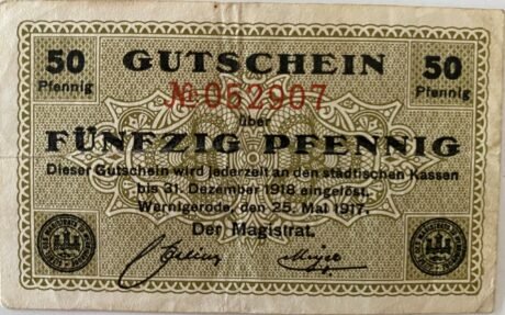 Аверс банкноты 50 Pfennig (Германия) 1917 года