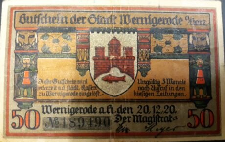 Аверс банкноты 50 fenigów (Niemcy) 1920