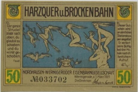 Аверс банкноты 50 Pfennig Nordhausen-Wernigeroder Eisenbahngesellschaft (Niemcy) 1921