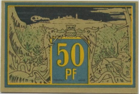 Реверс банкноты 50 Pfennig Nordhausen-Wernigeroder Eisenbahngesellschaft (Niemcy) 1921