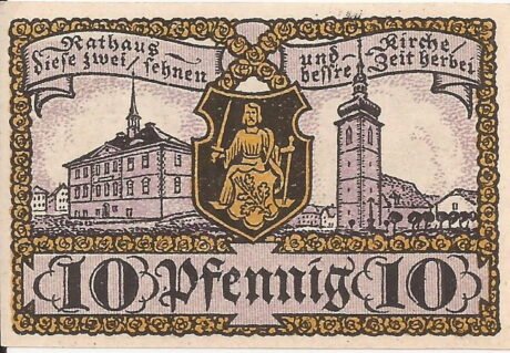 Реверс банкноты 10 fenigów (Niemcy) 1920