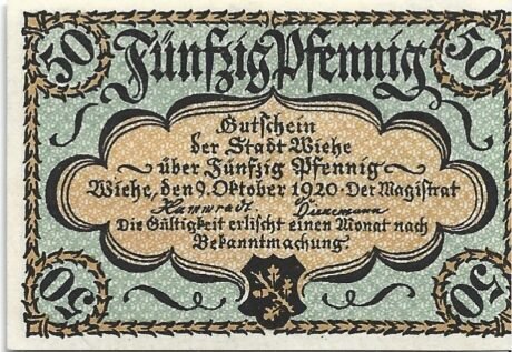 Аверс банкноты 50 fenigów (Niemcy) 1920