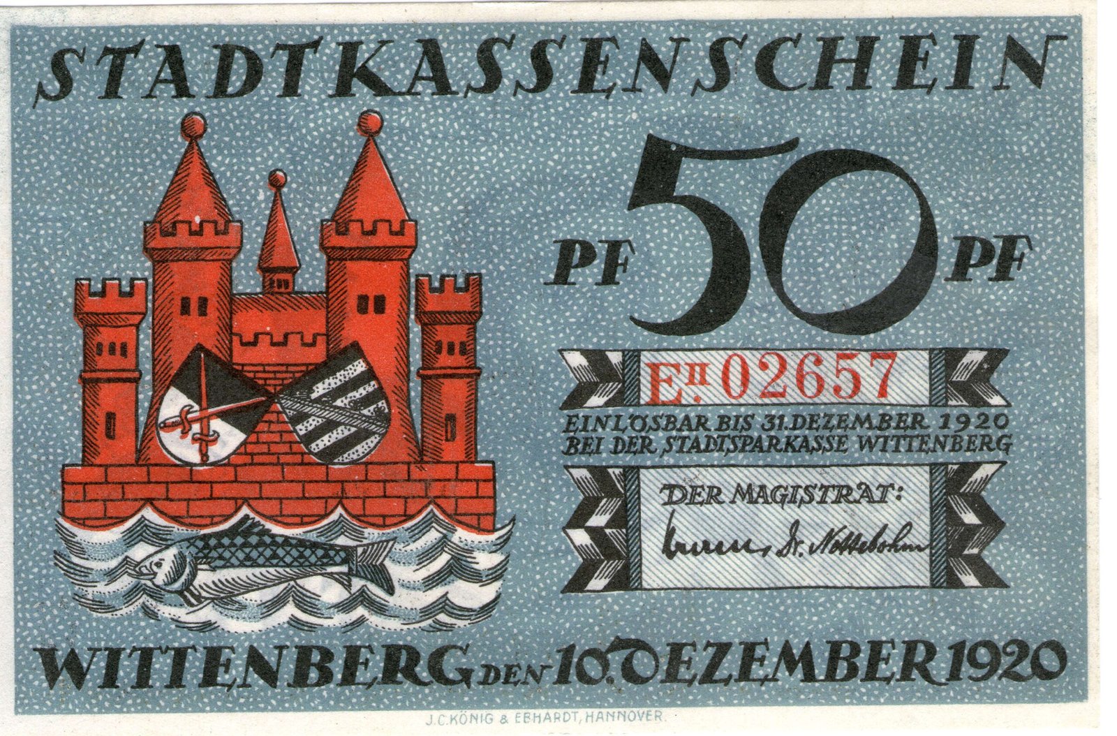 Аверс банкноты 50 Pfennig (Германия) 1920 года