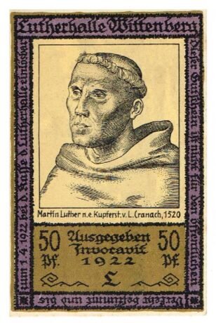 Аверс банкноты 50 Pfennig Lutherhalle; L (Германия) 1922 года