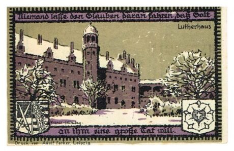 Реверс банкноты 50 Pfennig Lutherhalle; L (Германия) 1922 года