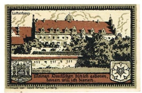 Реверс банкноты 50 Pfennig Lutherhalle; U (Германия) 1922 года