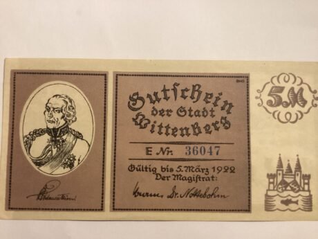 Аверс банкноты 5 marek (Niemcy) 1922