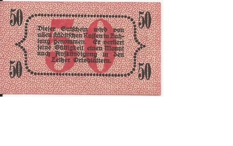 Реверс банкноты 50 fenigów (Niemcy)