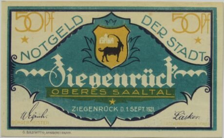 Аверс банкноты 50 fenigów (Niemcy) 1921