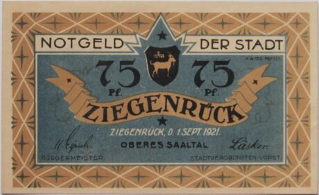 Аверс банкноты 75 пфеннигов (Германия) 1921 года