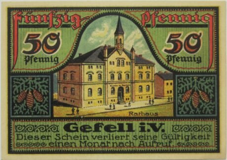 Реверс банкноты Seria gmin o wartości 50 fenigów – Gefell (Niemcy) 1921