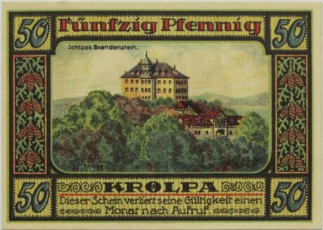 Реверс банкноты Seria 50 fenigów gmin - Krölpa (Niemcy) 1921