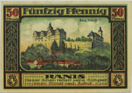 Реверс банкноты Seria 50 gmin Pfennig - Ranis (Niemcy) 1921