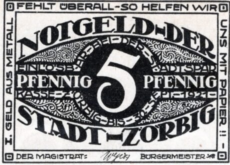 Аверс банкноты 5 fenigów (Niemcy) 1921