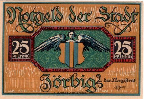 Аверс банкноты 25 fenigów (Niemcy) 1921