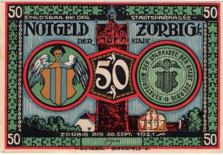 Аверс банкноты 50 fenigów (Niemcy) 1921