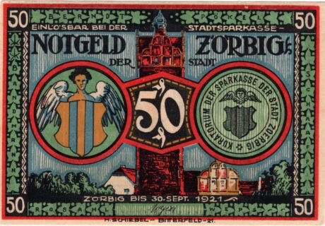 Аверс банкноты 50 fenigów (Niemcy) 1921