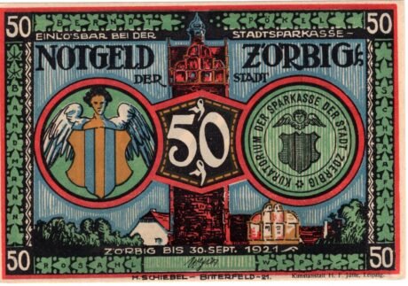 Аверс банкноты 50 fenigów (Niemcy) 1921