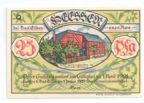 Аверс банкноты 25 fenigów (Niemcy) 1921