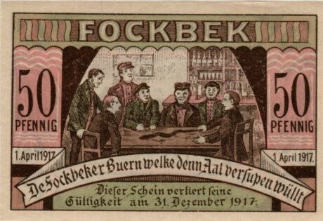 Аверс банкноты 50 пфеннигов Fockbek (Германия) 1917 года
