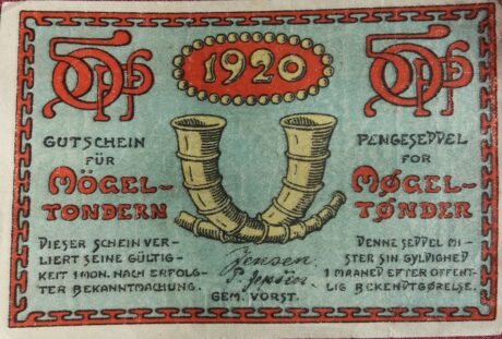 Аверс банкноты 50 fenigów Mögeltondern (Niemcy) 1920