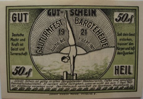 Аверс банкноты 50 пфеннигов Bargteheide; Gauturnfest (Германия) 1921 года