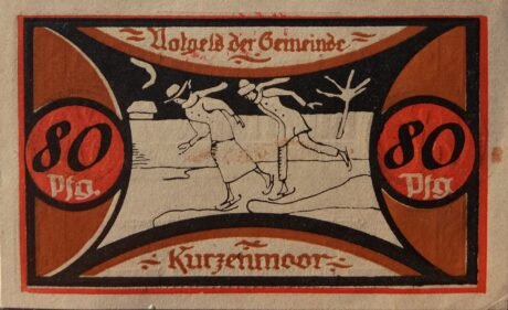 Реверс банкноты 80 fenigów Kurzenmoor (Niemcy)