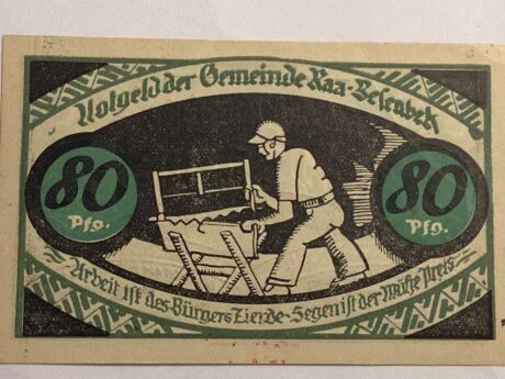 Реверс банкноты 80 fennig Raa-Besenbek (Germany) 1921