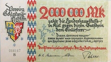 Аверс банкноты 2000000 марок (Германия) 1923 года