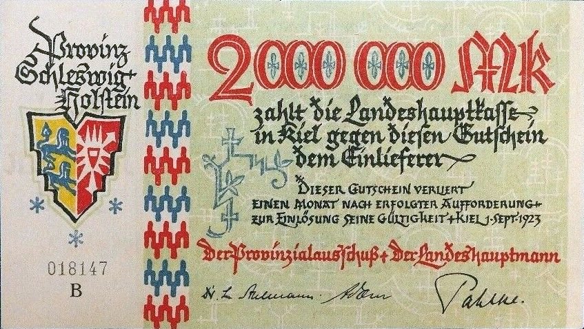 Аверс банкноты 2000000 марок (Германия) 1923 года