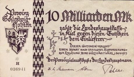 Аверс банкноты 10000000000 марок (Германия) 1923 года