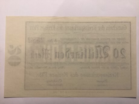 Реверс банкноты 20000000000 marek Kreis Plön (Niemcy) 1923