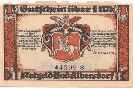 Аверс банкноты 1 marka (Niemcy) 1922