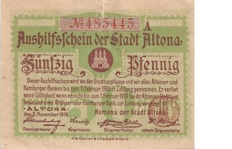 Аверс банкноты 50 fenigów (Niemcy) 1918