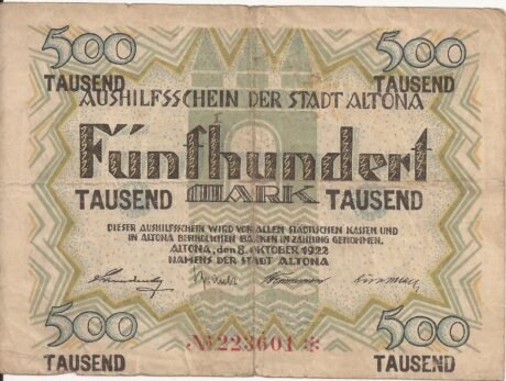 Аверс банкноты 500000 marek (Niemcy) 1922