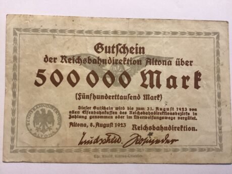 Аверс банкноты 500000 марок Reichsbahndirektion (Германия) 1923 года