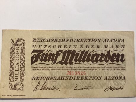 Аверс банкноты 5000000000 марок (Германия) 1923 года