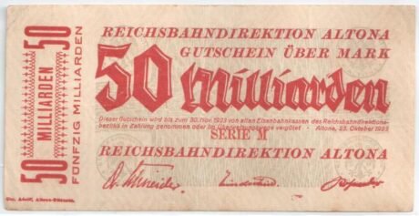Аверс банкноты 50000000000 marks Reichsbahndirektion (Germany) 1923